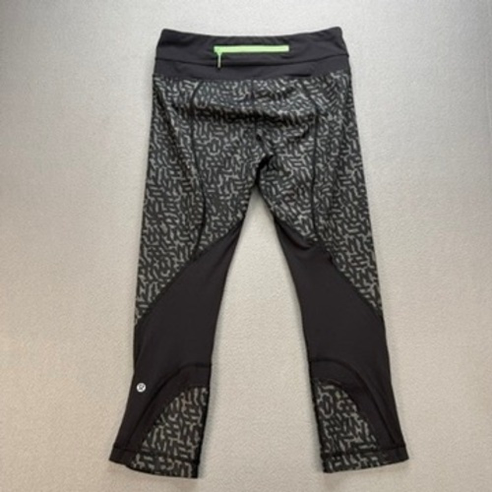 Lululemon Leggings Inspire Crop II Mesh Compression 6 Black Gray Geo Print Yoga - Picture 10 of 11